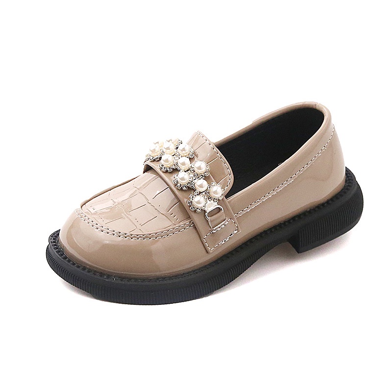 Giày Búp Bê Da Đế Mềm Đính Hạt Giả Ngọc Trai Xinh Xắn Phong Cách Công Chúa 2023 Cho Bé Gái