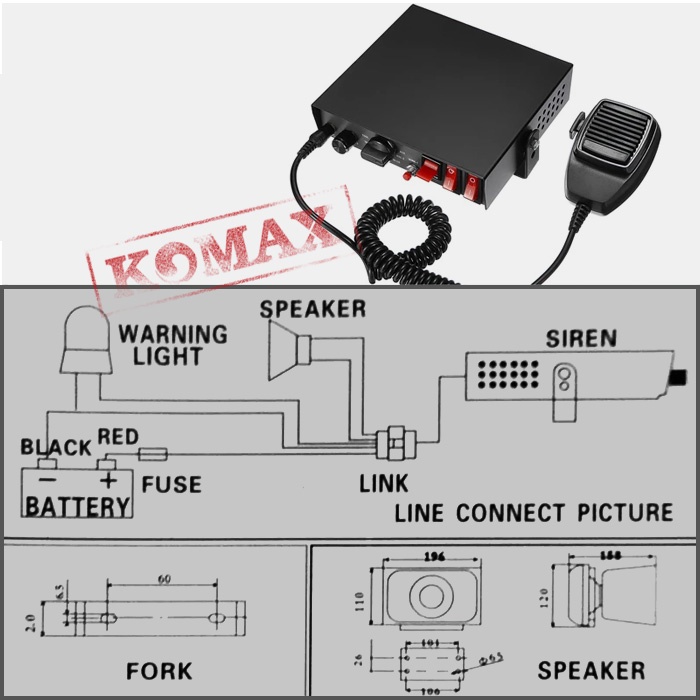BỘ CÒI HÚ AMPLY 200W CHO XE CHỮA CHÁY, xe cấp cứu, xe công an CJB-C200TD hú còi chuyên dụng
