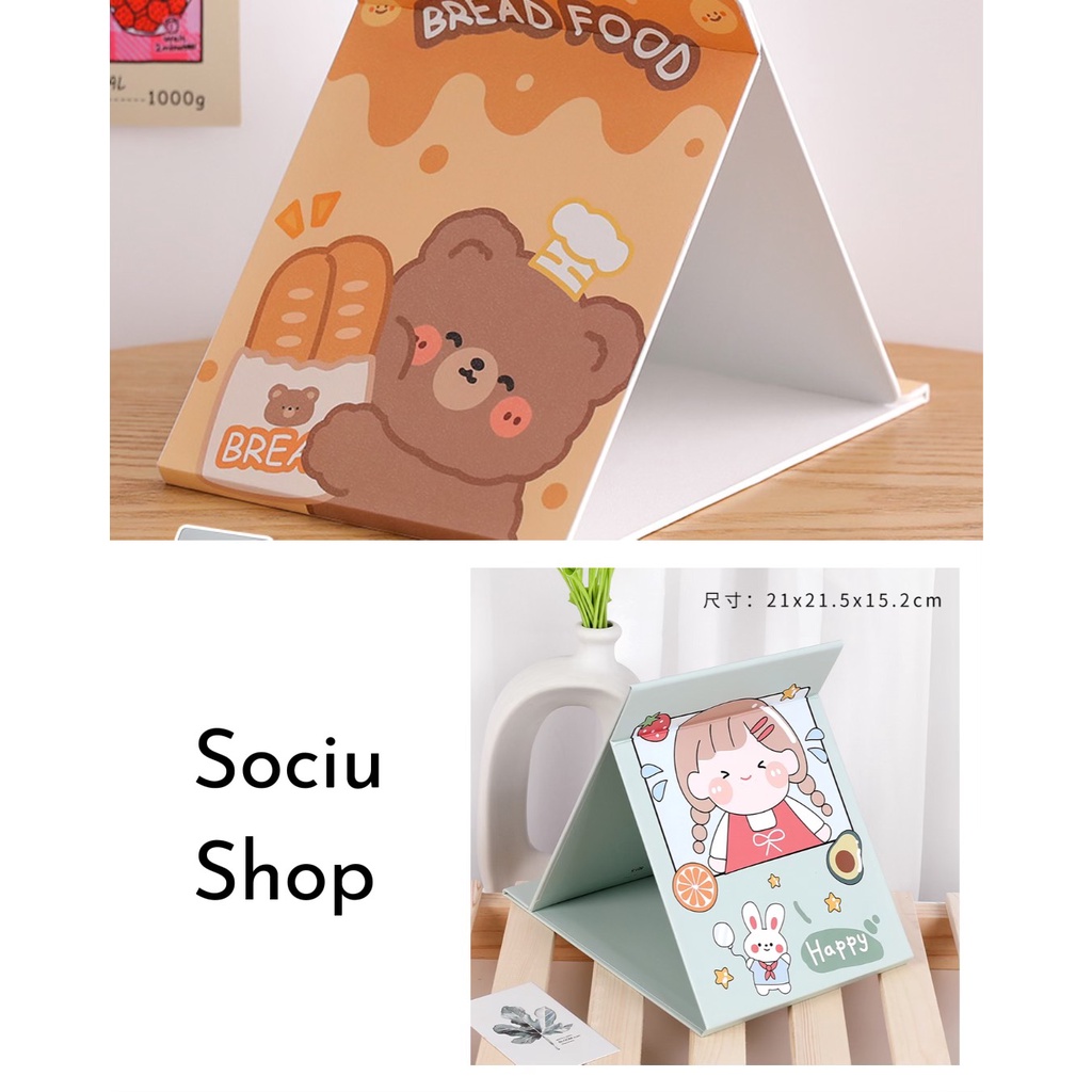 Gương để bàn gấp gọn đáng yêu, gương soi để bàn hoạt hình cute GDB1