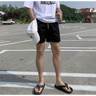 Quần Short Thun Basic Trơn Đen Da Cá Unisex Thể Thao Nam Nữ