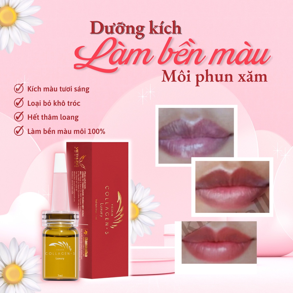 Tinh chất Collagen tươi Vieskin Luxury làm dẹp da và chăm sóc môi/mày sau phun xăm (Chính hãng)