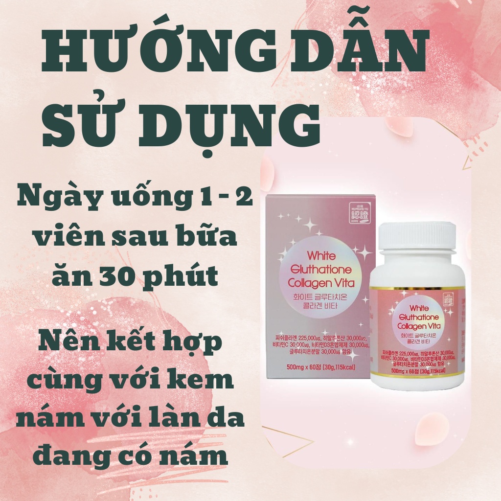 Viên Uống Trắng Da Tổng Hợp White Glutathione Collagen Vita 60 Viên Hàn Quốc | BigBuy360 - bigbuy360.vn