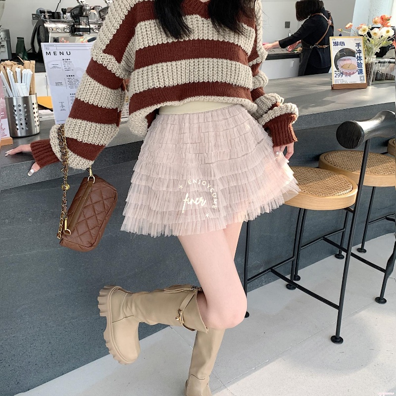 Chân váy nhung ngắn lưng cao dáng chữ a màu vàng đen thời trang thu đông cho nữ