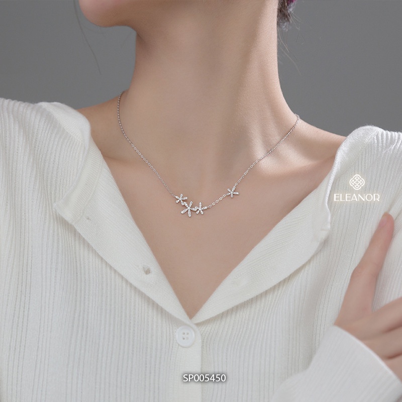 Dây chuyền nữ bạc 925 Eleanor Accessories mặt hình hoa đính đá sang trọng phụ kiện trang sức thanh lịch 5450