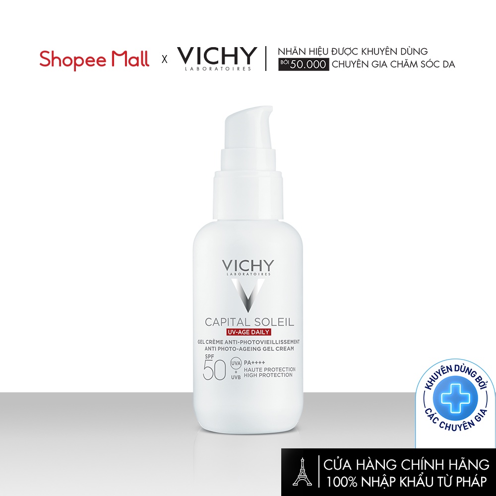 Gel chống nắng bảo vệ da và ngăn ngừa thâm nám, đốm nâu, nếp nhăn Vichy UV Age daily 50ml