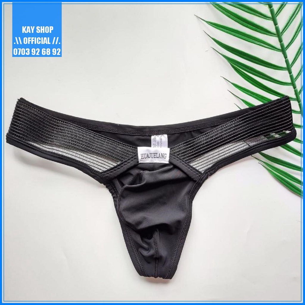Quần lót lọt khe sexy thun lạnh HUALUAJANG lưới bên hông - Quần sịp nam khoe mông căng tròn đẹp gợi cảm