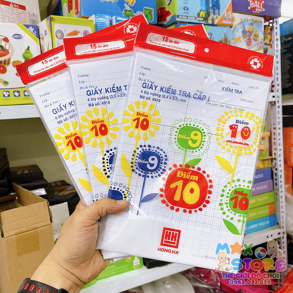 Túi 15 Tờ Đôi Giấy Kiểm Tra Ô Ly Vuông Cấp 1