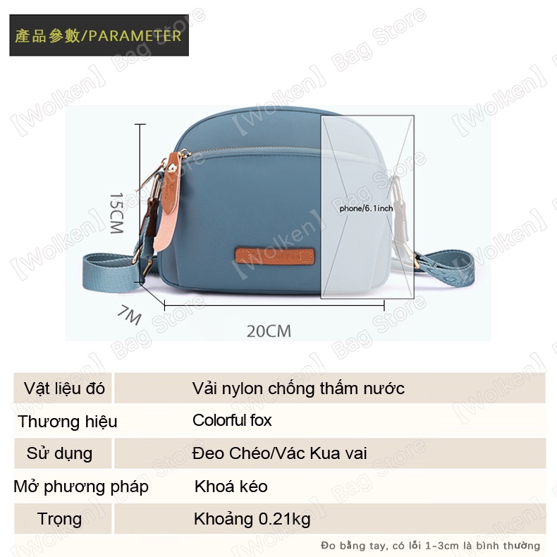 Túi Đeo Chéo Vai Bằng Vải nylon Chống Nước Thời Trang Nhiều Màu Sắc Dành Cho Bạn Gái