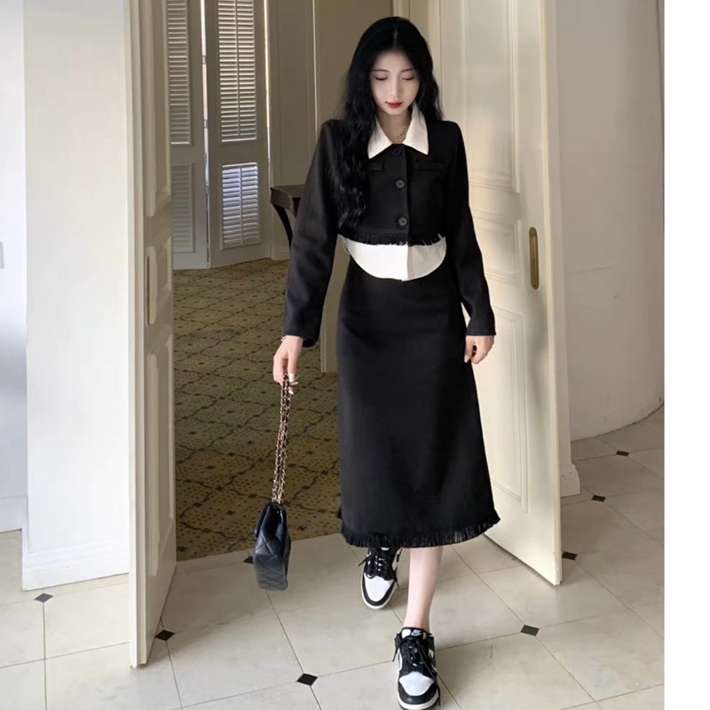 Set Dạ Croptop Mix Sơmi Hàng Thiết Kế Dou.dress