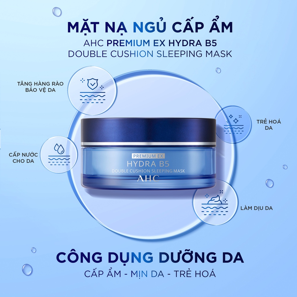 Mặt Nạ Cấp Ẩm Phục Hồi Đa Năng - AHC Premium Ex Hydra B5 Double Cushion Sleeping Mask 60G