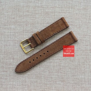 Dây đồng hồ khóa mạ vàng da lộn nubuck ,dây da đồng hồ nam, dây đeo đồng hồ, dây đồng hồ nam, dây da, quai đồng hồ