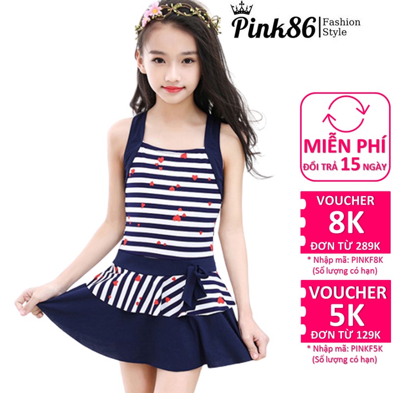 Đồ bơi bé gái dạng váy có quần short bên trong (Vải thun thường) BK-333i