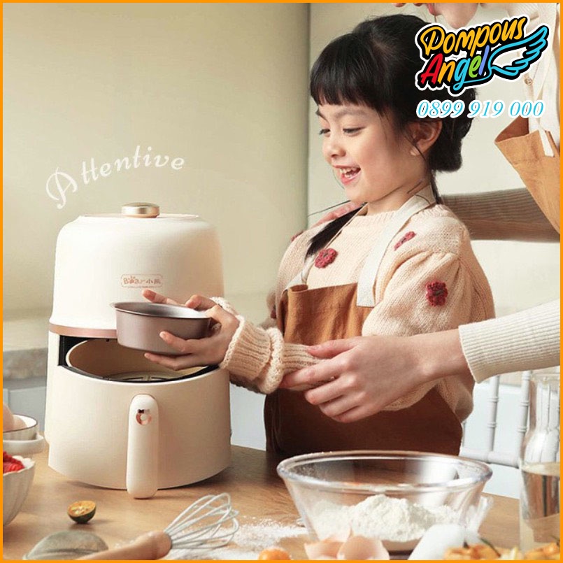 Nồi chiên không dầu mini BEAR QZG-E09F5 dung tích 2L màu trắng kem bảo hành 12 tháng