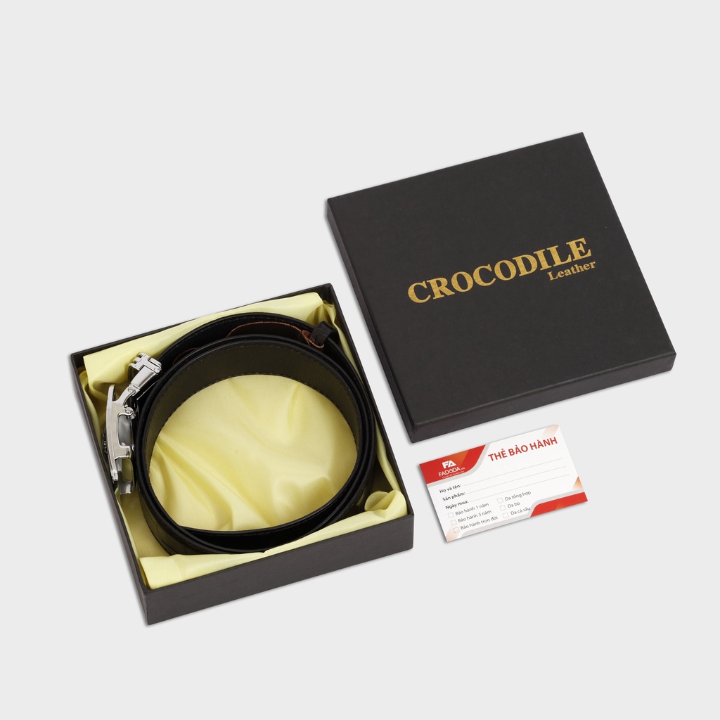 Thắt lưng da cá sấu Fadoda cao cấp bản ghép 4.0Cm làm từ vân bụng - FCB04BN