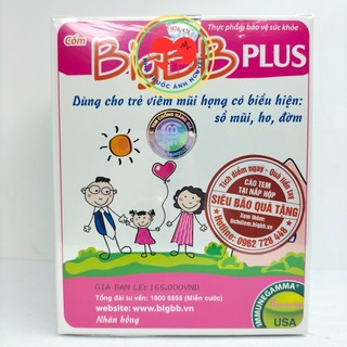 Cốm BigBB Plus hộp 16 gói - Dùng cho trẻ viêm họng có biểu hiện sổ mũi, ho, đờm, đau rát họng, khản tiếng