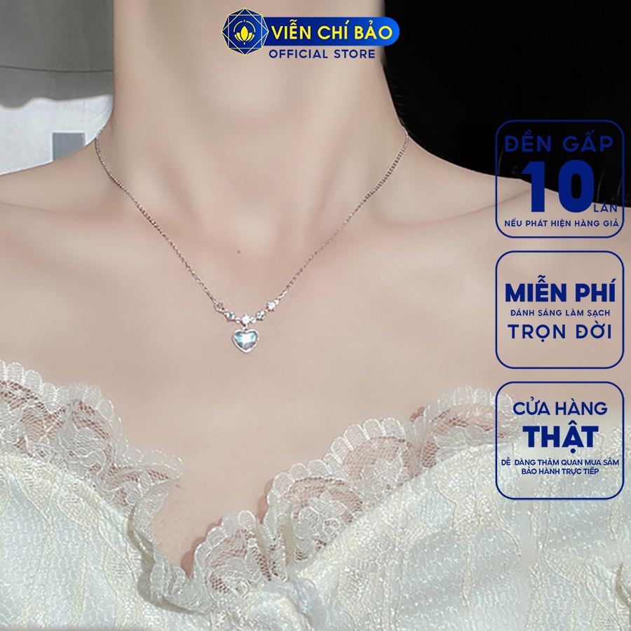 Dây chuyền bạc nữ trái tim mặt trăng cách điệu chất liệu bạc 925 thời trang phụ kiện trang sức Viễn Chí Bảo D000437
