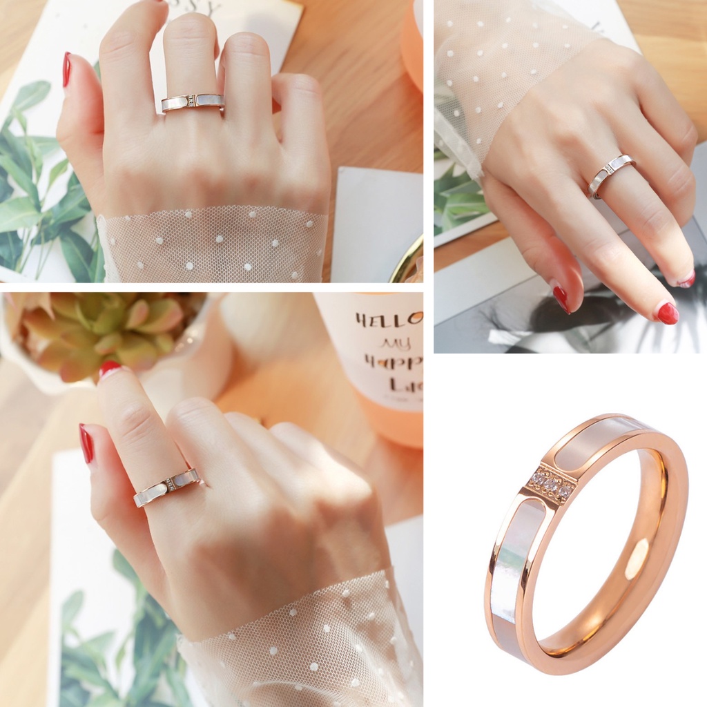 Nhẫn cặp đôi Gucci siêu hot - Nhẫn xà cừ đính đá cao cấp- Nhẫn titan, nhẫn gucci đôi full box-Khắc tên theo yêu cầu
