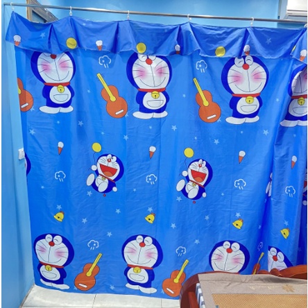Rido Rèm Cửa Ngăn Phòng Che Nắng 1MX1M3/ 1M4X1M5/ 1M4X1M8 Trang Trí Phòng Cửa Sổ,MẪU DOREMON ĐÀN XANH