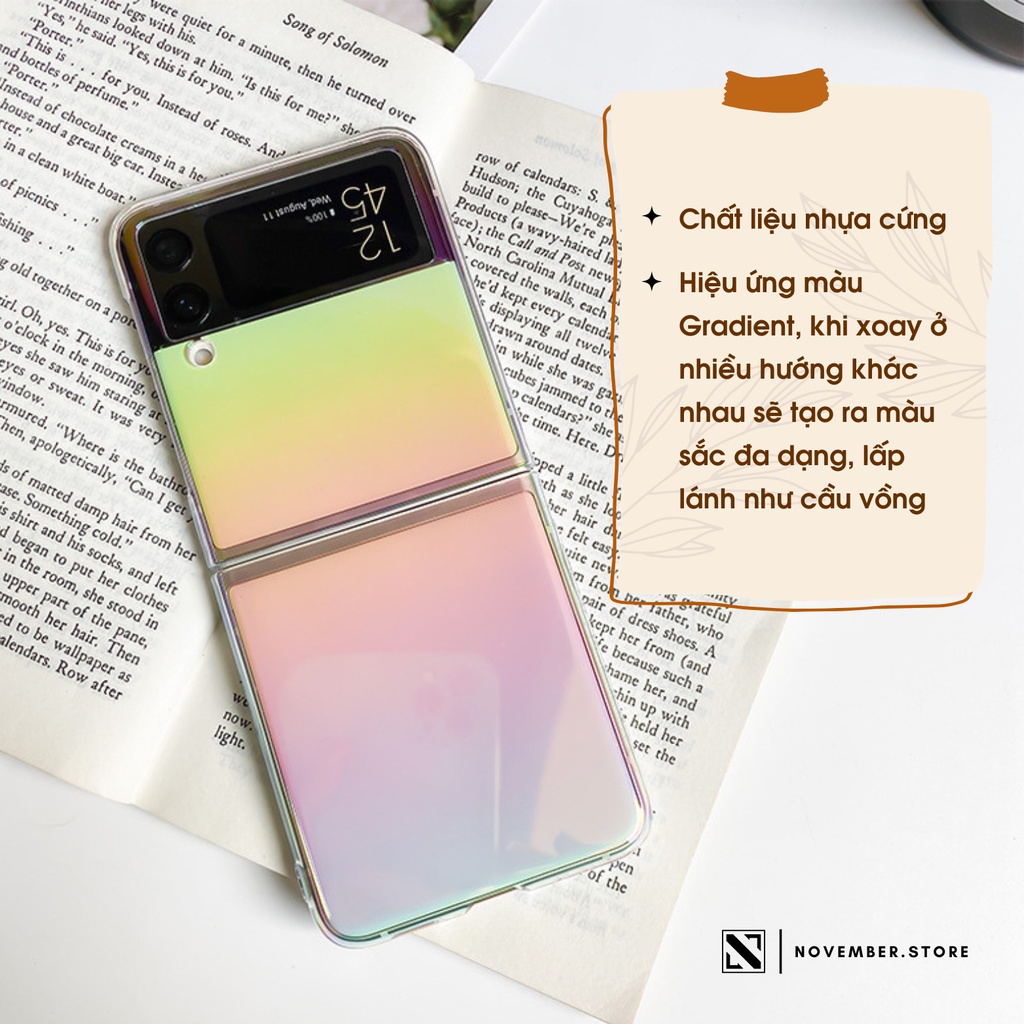 Ốp lưng cho Samsung Z Flip 4 / ZFlip4 / Z Flip4 / Z Flip 3 / ZFlip3 / Z Flip3 màu Gradient cầu vồng ánh tím