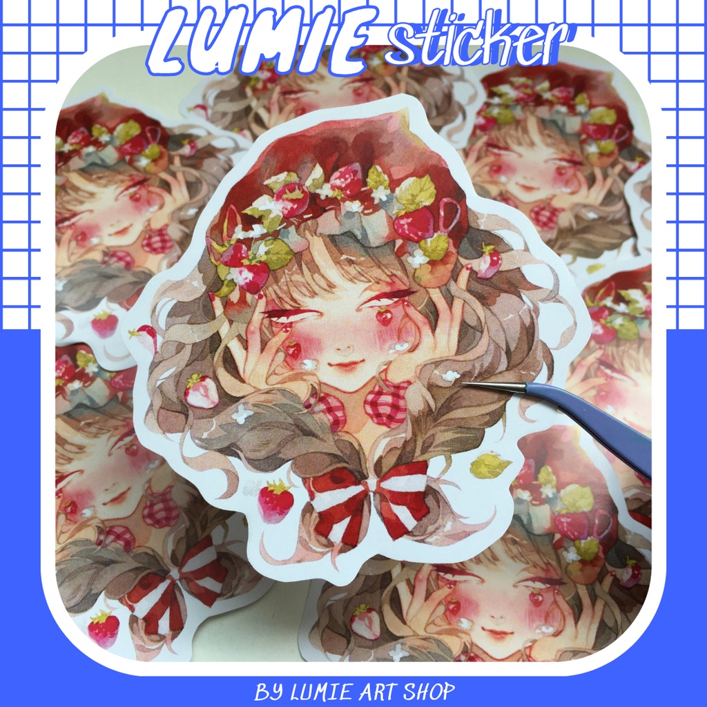 Sticker nhân vật minh hoạ màu nước kích cỡ a6-a7