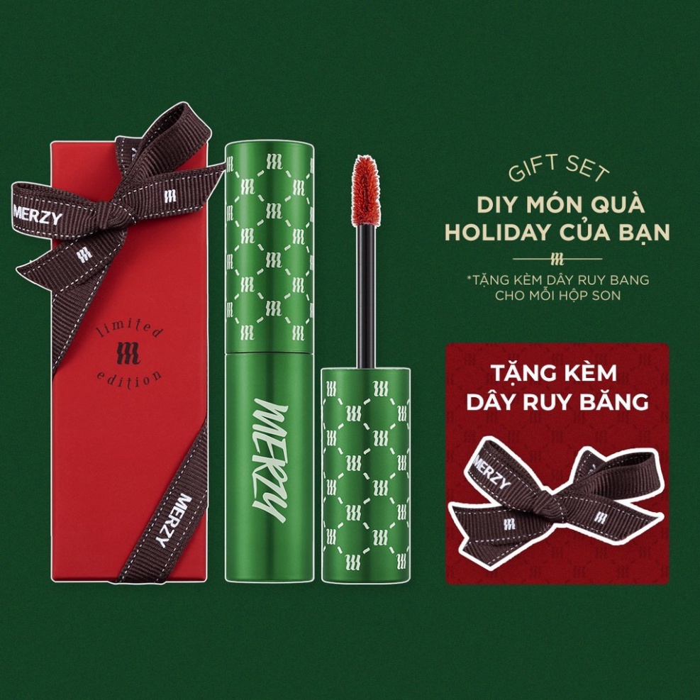 [C15A3] [Limited Holiday - DIY Edition] Son kem lì, siêu mịn Hàn Quốc Merzy The First Velvet Tint (V6 Green vỏ xanh, V16