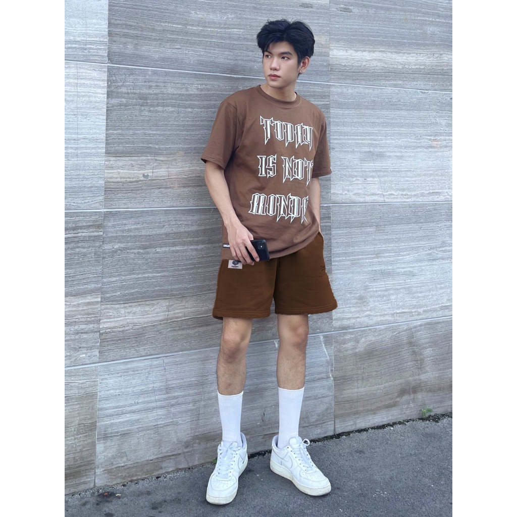 Quần Short Nỉ Basic SAIGONESE Unisex Nam Nữ / Nâu Cacao