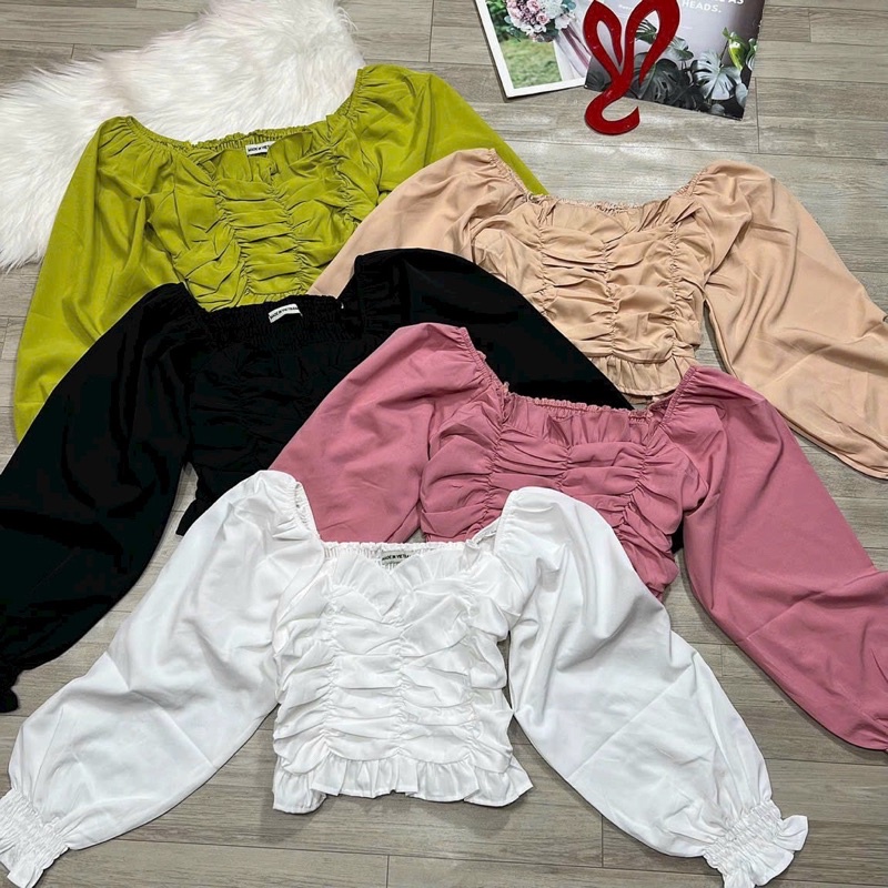 Áo kiểu bo thun sau