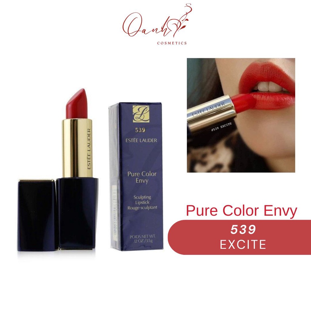 Son Lì Estee Lauder 539 Màu Đỏ Thuần Full Size 3.5g Excite Pure Color Envy Sculpting Lipstick