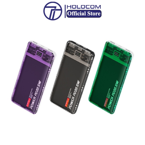 Sạc Dự Phòng Trong Suốt 10000mah 20000mah HOLOCOM WP351 WP353 Thiết Kế Sang Trọng Hiển Thị % Pin