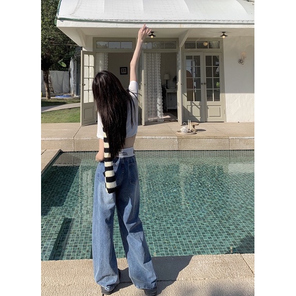 Varvet Quần Jeans Siêu Dài Trễ Hông Khoe Body Cá Tính Ống Rộng Phong Các Thời Trang