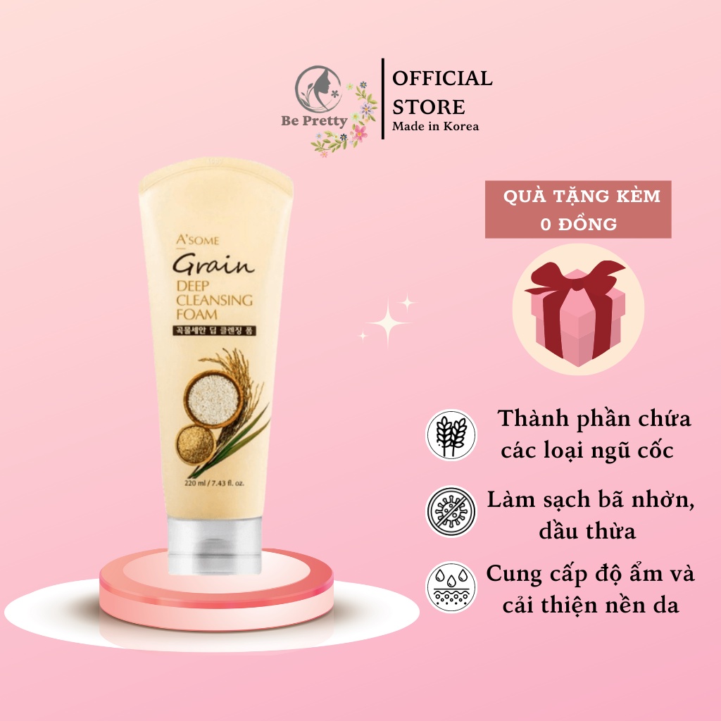 Sữa rửa mặt từ ngũ cốc ASOME Grain deep cleansing foam 220ml