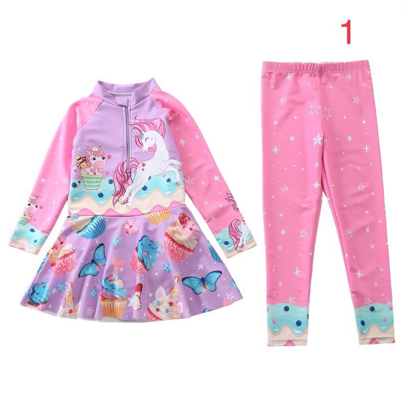 Set đồ bơi 2 chi tiết kiểu xoè chân váy bé gái size đại