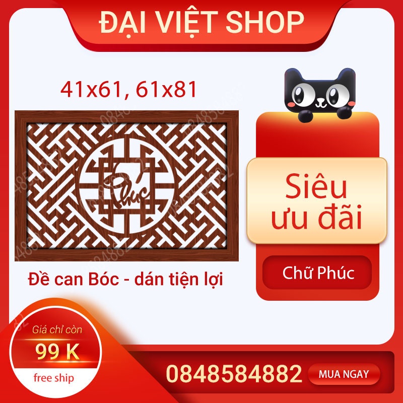 Tấm chống ám khói dán trên ban thờ chất liệu decal mẫu chữ Phúc chính hãng Đại Việt giá rẻ ưu đại Hà Nội Hồ Chí Minh