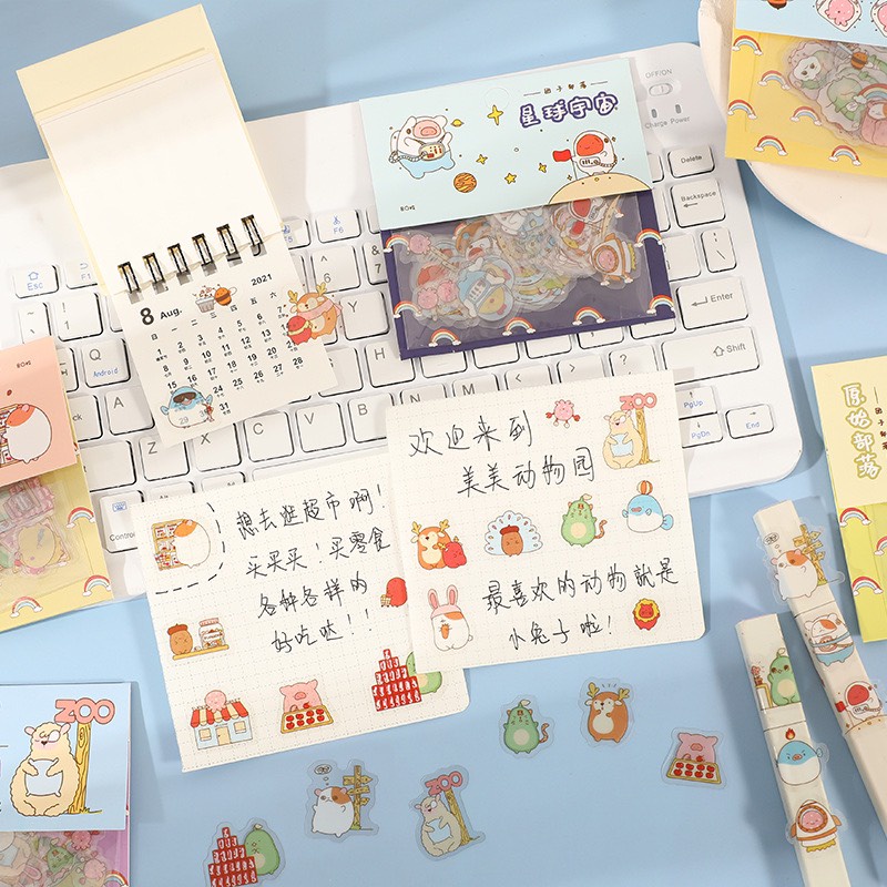 Bộ 80 Sticker Molang Đáng Yêu Chống Nước Trang Trí Laptop, Sách Vở Học Tập