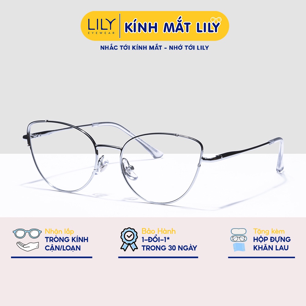 Kính mắt mèo nữ Lily Eyewear kim loại giả cận thanh mảnh thời trang 11728