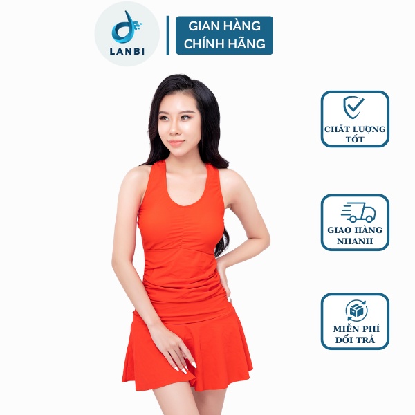 Đồ Bơi Nữ Bikini LANBISHOP Một Mảnh Thân Liền Dây Chéo Lưng Váy Xòe Lanbi-098