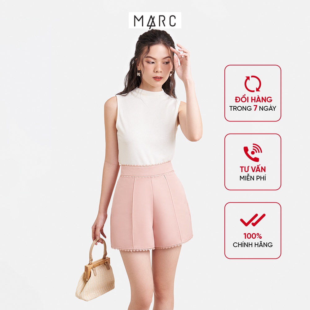 Quần short nữ MARC FASHION dằn li trước lưng liền viền ren 2 túi TRNT112722