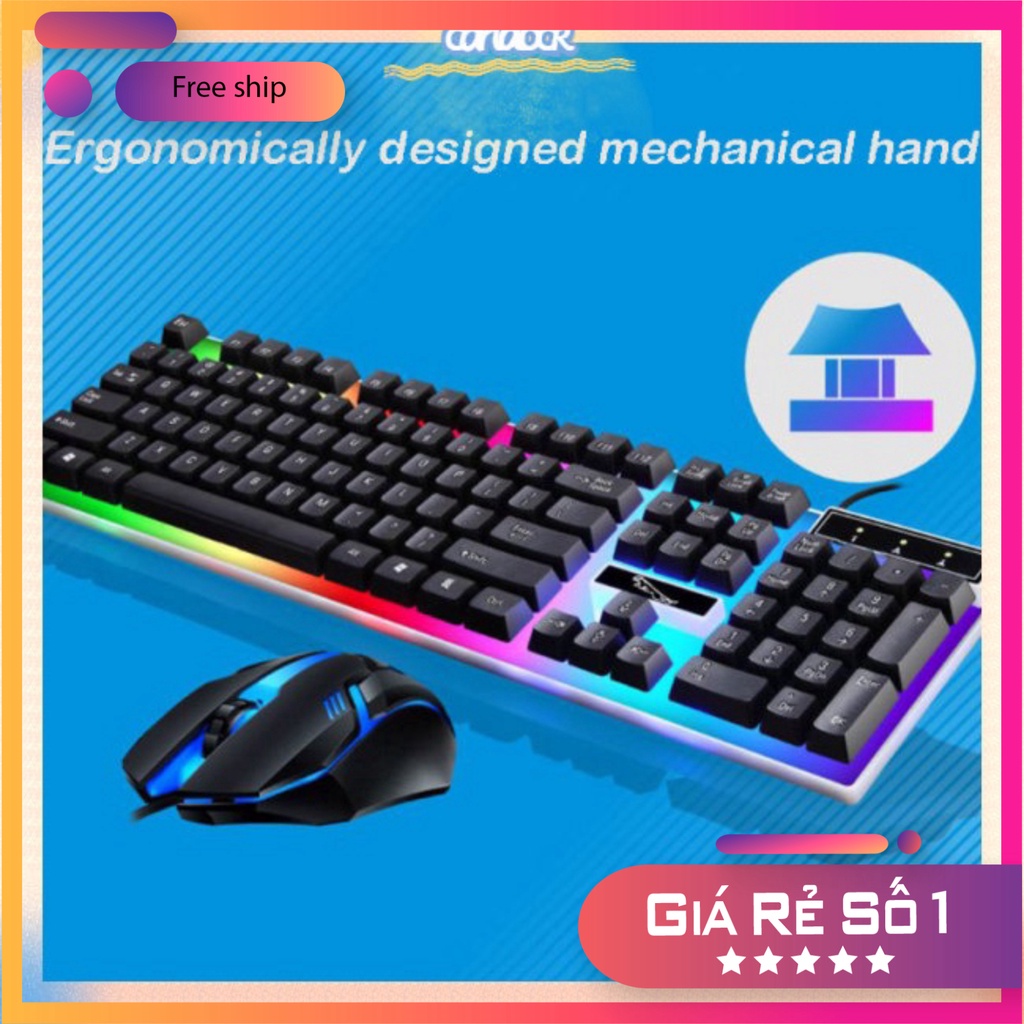 Bàn phím giả cơ gaming G21 kèm chuột có dây với đèn Led 7 màu chuyên dùng cho máy tính PC và Laptop chuột không dây | BigBuy360 - bigbuy360.vn