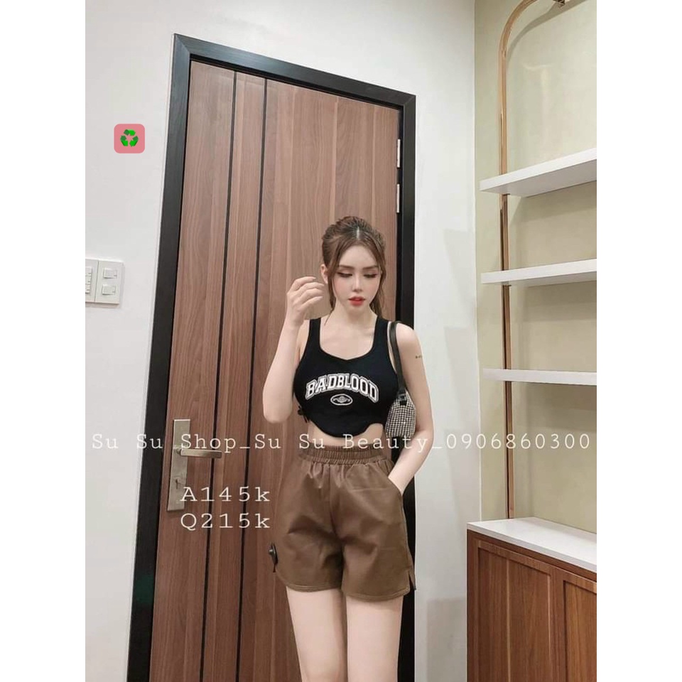 Áo kiểu 2 dây croptop vạt bầu in chữ badgoood trước ngực cực xinh , chất thun bozip mềm mát