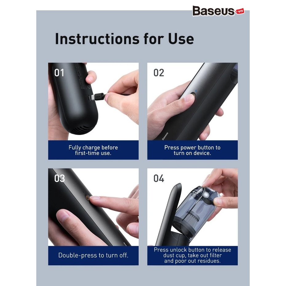 Máy Hút Bụi Pin Sạc Cầm Tay Baseus A1 Car Vacuum Cleaner 4000Pa