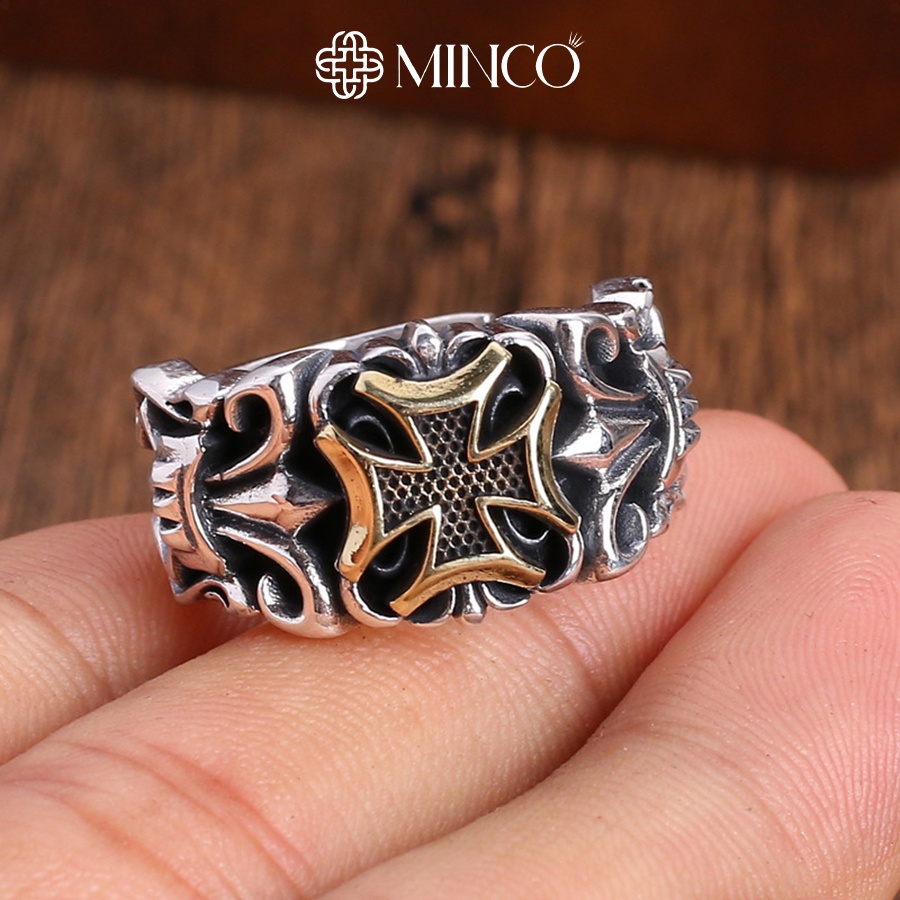 Nhẫn nam Minco Accessories thiết kế chữ thập cá tính phụ kiện trang sức nam đẹp NT165