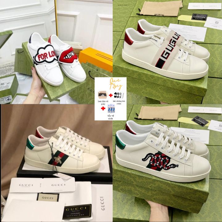 giày gucci ace, giày gucci ong, đai chun, for love hàng quảng châu cao cấp đầy đủ phụ kiện full size nam nữ.