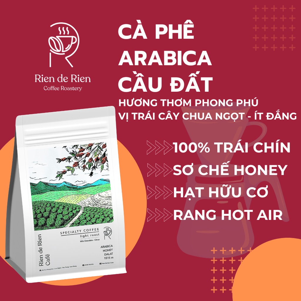 Cà phê Arabica Cầu Đất 100% nguyên chất thơm trái cây, cân bằng vị chua ngọt, ít đắng - Specialty Coffee