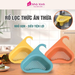 Khay lọc rác, rổ nhựa hình tam giác treo bồn rửa bát đa năng giúp gạt thức ăn thừa siêu tiện lợi