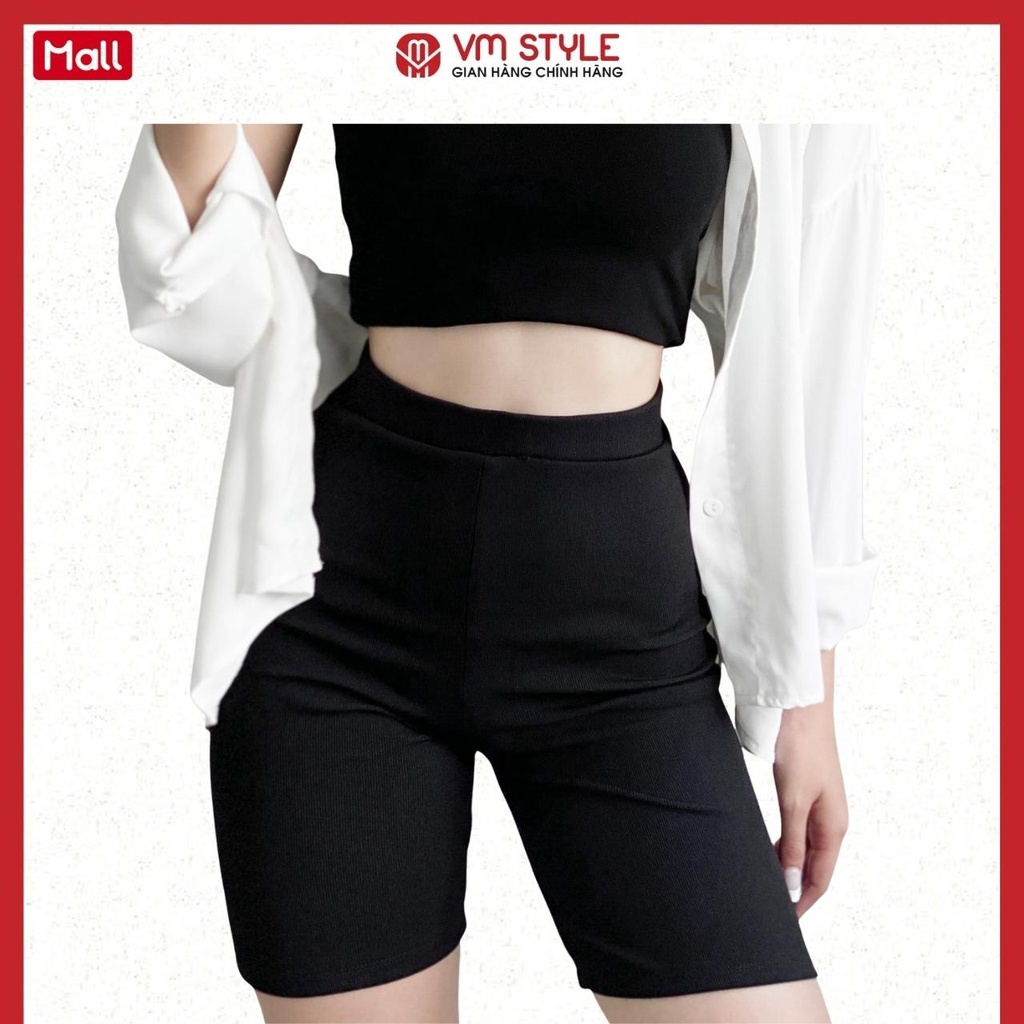 Quần legging nữ lửng VMSTYLE,biker vải thun tăm co giãn ôm sát thể thao -51- 22QL02P22401 LLU00002