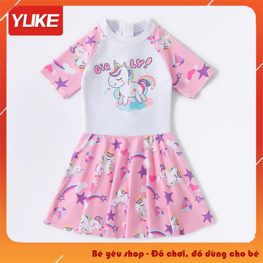 Bộ Đồ Bơi Bé Gái Hoạ Tiết Ngựa PONY- Váy Bơi Cho Bé Gái Phong Cách Hàn Quốc, Chất Vải Cao Cấp YUKE