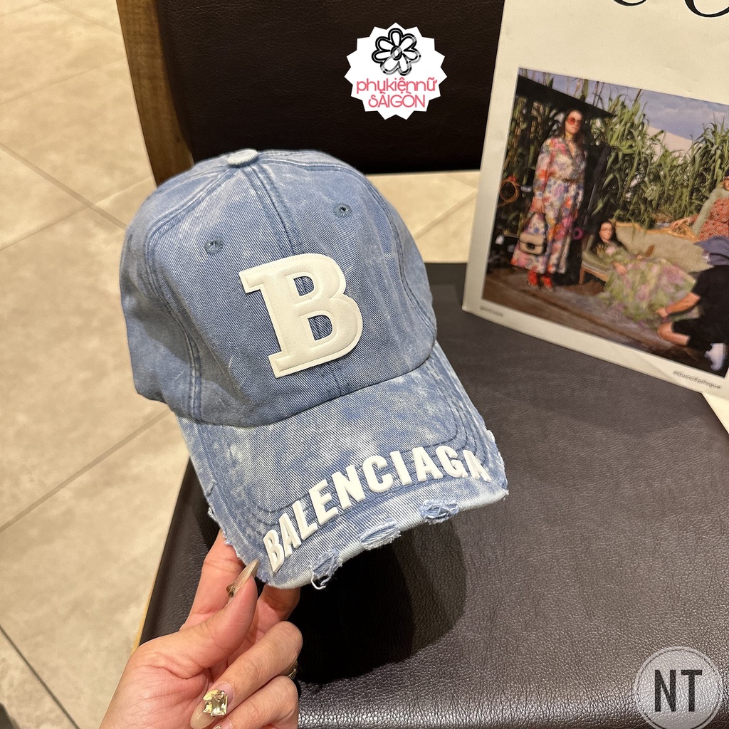 Nón kết B rách cá tính ❤ mũ lưỡi trai nam nữ chất chino QC dày dặn full tag