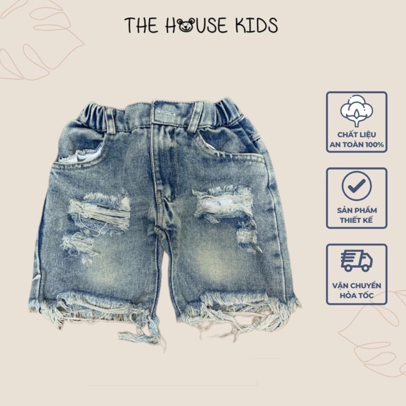 Quần short bò bé trai THE HOUSE KIDS thoáng mát, thiết kế vải rách cá tính