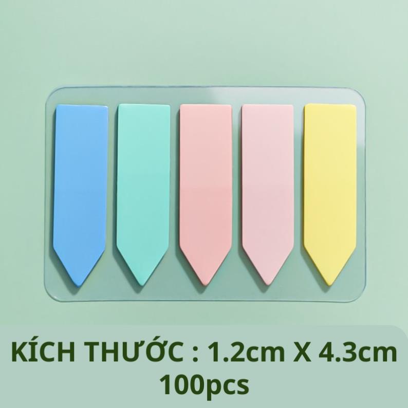 Giấy note ghi chú set 100 tờ - giấy note đánh dấu trang - giấy phân trang note ký văn phòng phẩm Hikoma