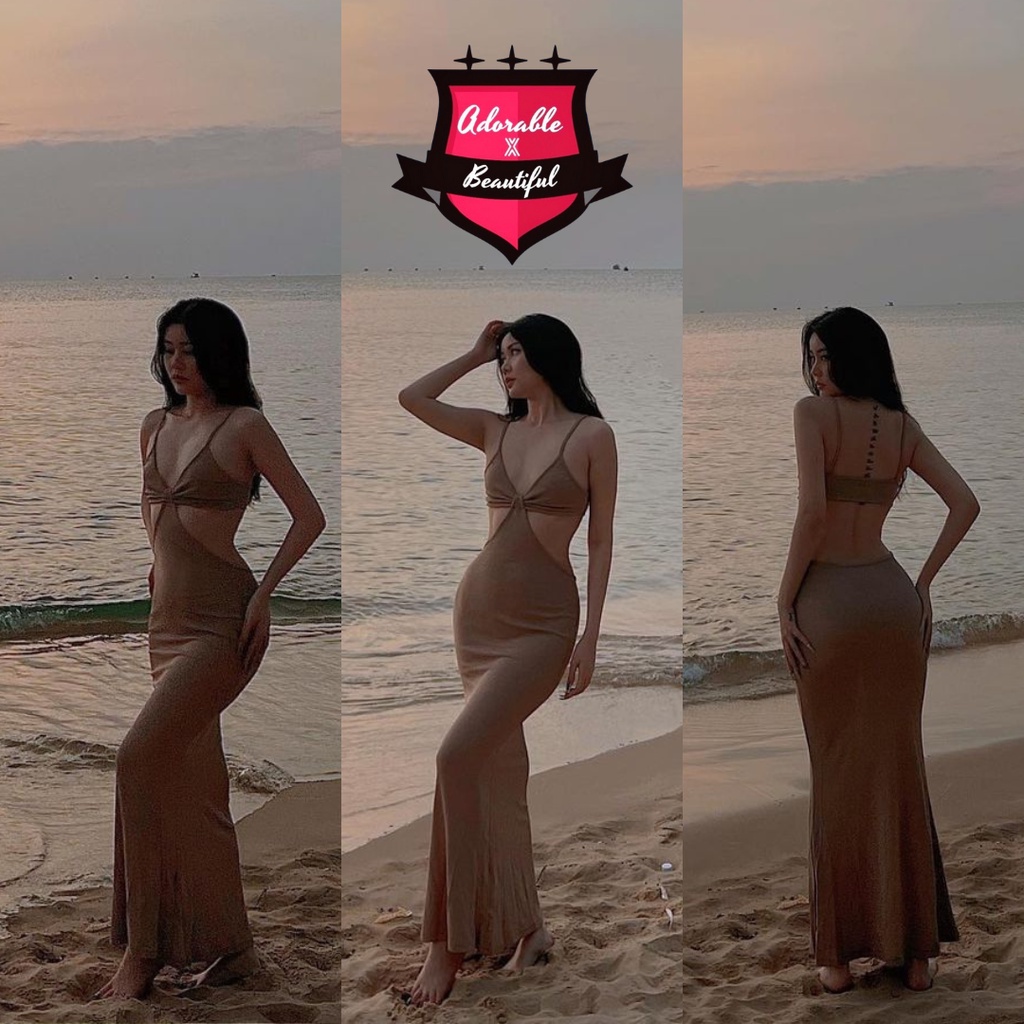 Đầm Body Hai Dây Maxi Cut Out Eo Độc Lạ Phong Cách Sexy Quyến Rũ